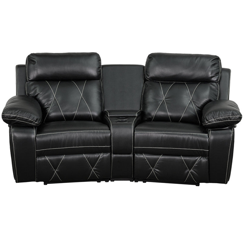 2-SEAT Reclining Black Leather Seating Unit - Man Cave Boutique