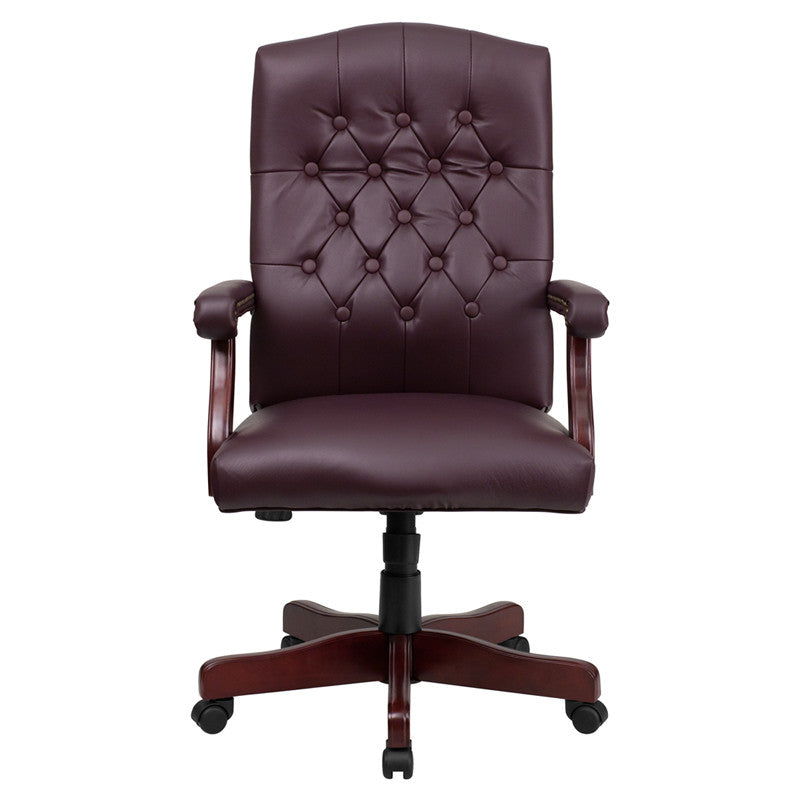 Martha Washington Burgandy Leather Executive Swivel Office Chair - Man Cave Boutique