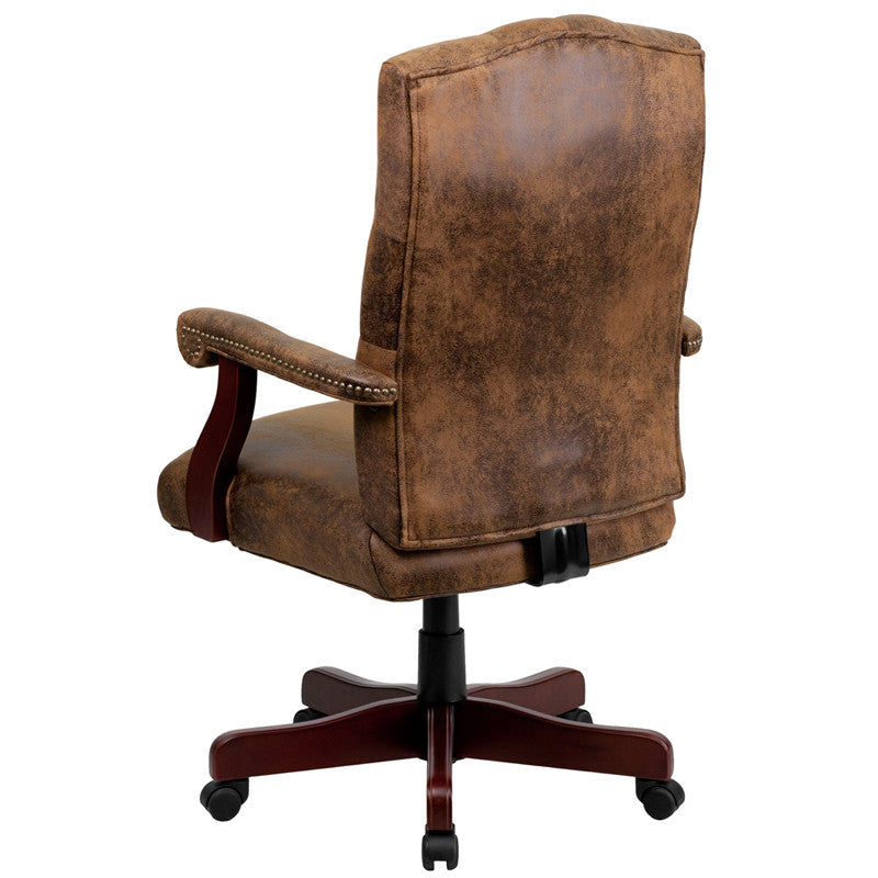 Classic Executive Brown Ultra-Suede Swivel Office Chair - Man Cave Boutique