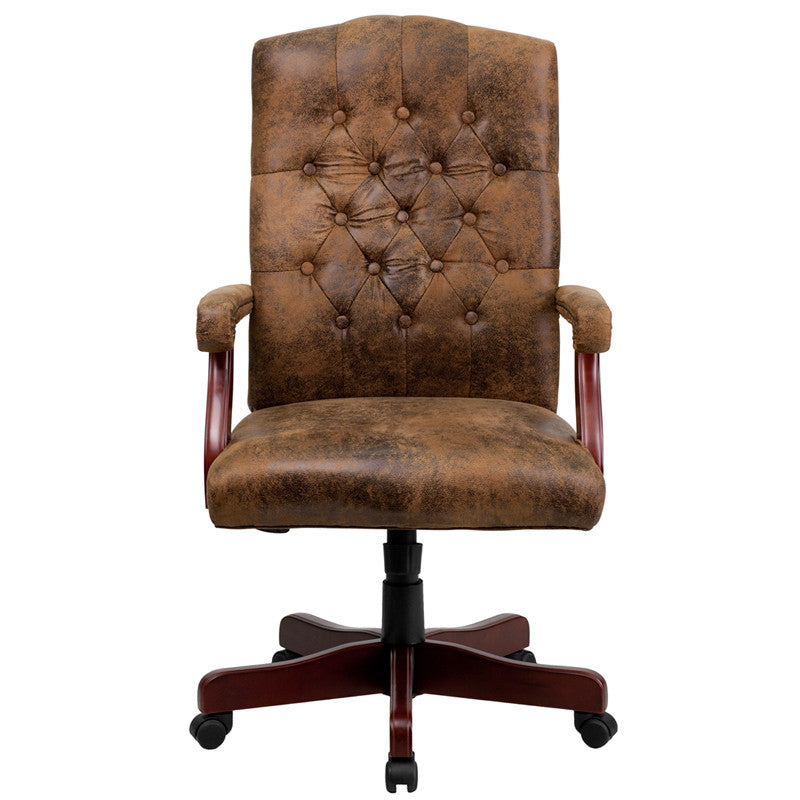 Classic Executive Brown Ultra-Suede Swivel Office Chair - Man Cave Boutique